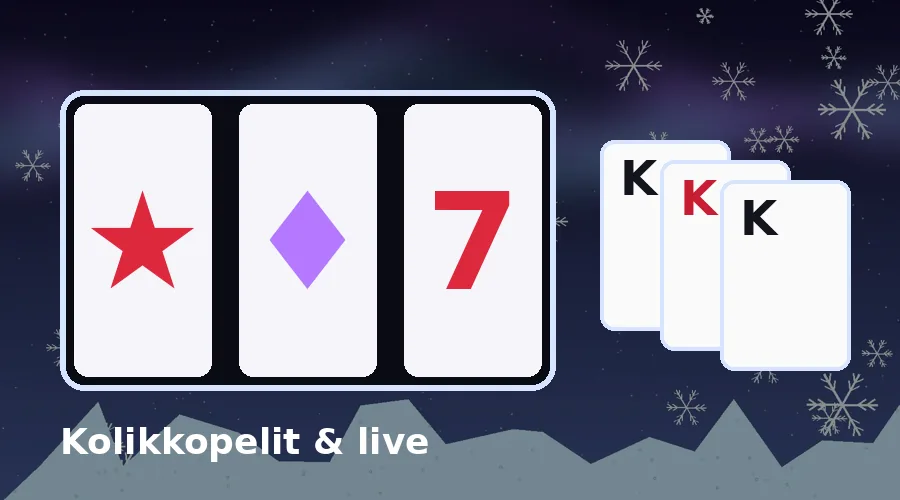 Huurteinen Kasino kolikkopelit ja live-pöytäpelit – kuvitus rullista ja pelikorteista